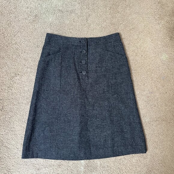 H&M Gray Button-Front A-Line Skirt | Above-the-Knee w/ Pockets | Size 6 - Picture 1 of 6